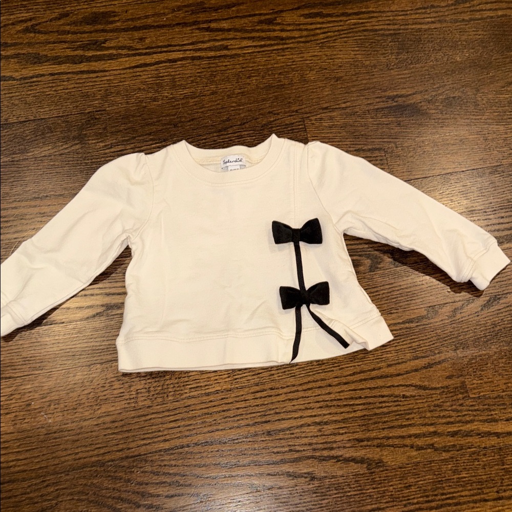 Splendid White Sweatshirt with Black Bows 12-18 Months
